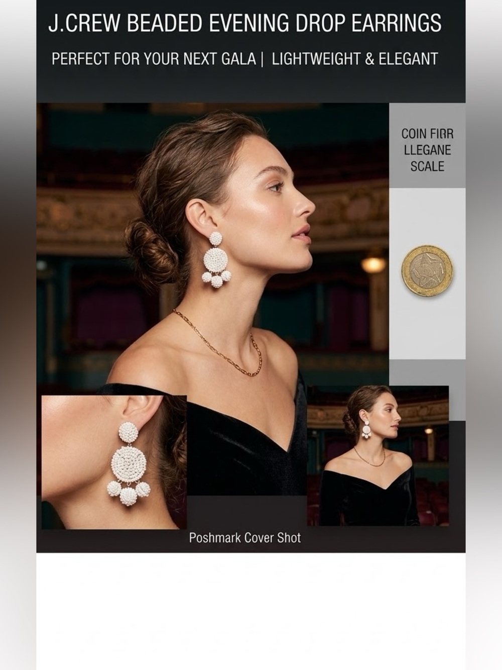 J.Crew Beaded Evening Drop Earrings Beaded Drop Earrings in White Like New